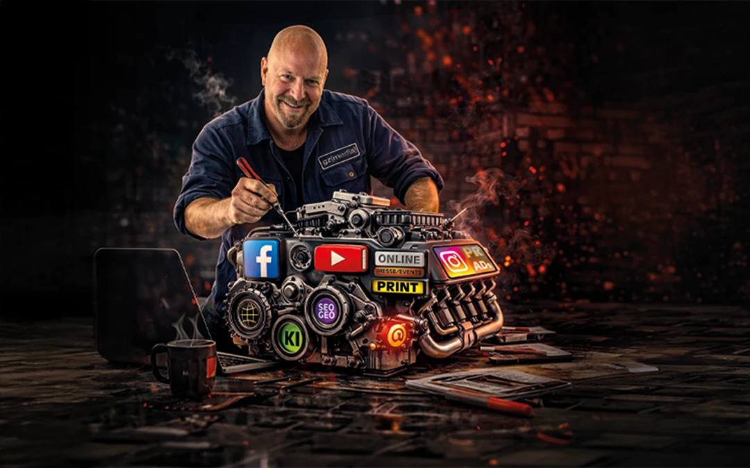 Eine rote Londoner Telefonzelle bei Nacht mit hellen Lichtspuren vom vorbeifahrenden Verkehr.